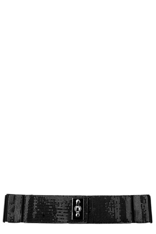 Shiny Elasticated Waist Belt -Red-Length - 75cm