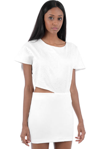 Textured Cut Out Side Dress