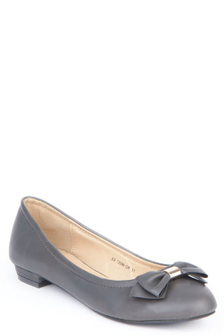 Bow Design Low Heeled Shoes-Black-UK 3 - EU 36