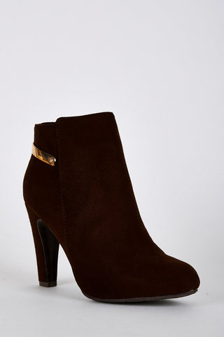 Classic Style Faux Suede Ankle Heel Boots-Brown-UK 7 - EU 40