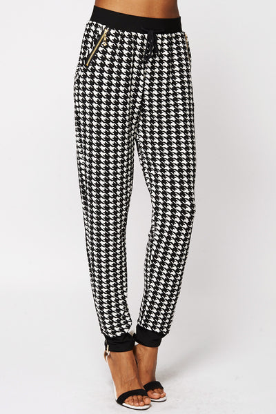 Monochrome Dogtooth Checked Joggers-Black-One Size - UK (6-12)