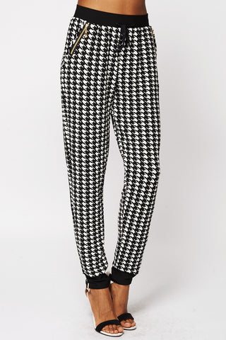 Monochrome Dogtooth Checked Joggers-Black-One Size - UK (6-12)