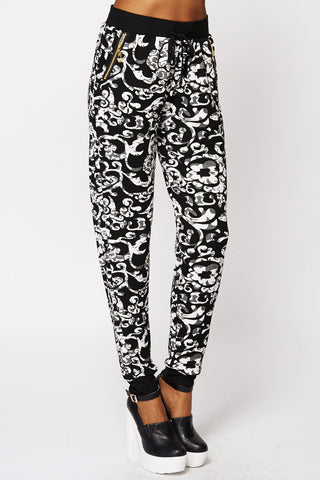 Monochrome Swirl Print Joggers-Black-One Size - UK (6-12)