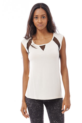 Sleeveless T-Shirt with Mesh Detail-Sky Blue-S/M - UK (8-10)