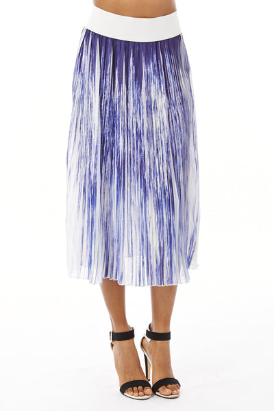 Leah Pleat Midi Skirt -Blue -L - UK (12-14)