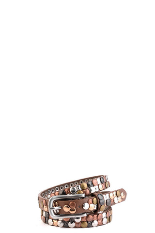 Brown Studded Belt-Brown-Length - 95cm