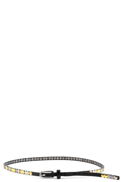 Super Skinny Studded Belt-Black-Length - 80cm