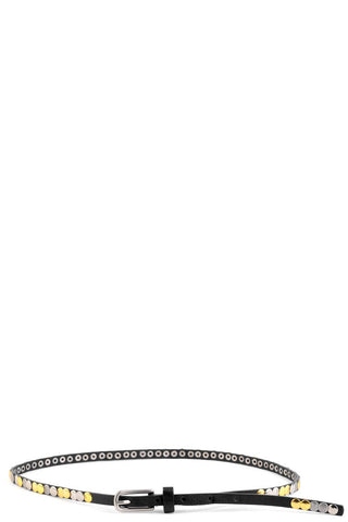 Super Skinny Studded Belt-Black-Length - 80cm