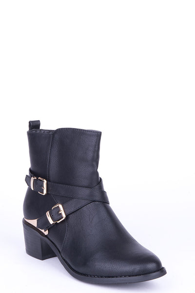 Metallic Stirrup Ankle Boot -Black-UK 3 - EU 36