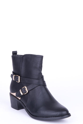 Metallic Stirrup Ankle Boot -Black-UK 3 - EU 36