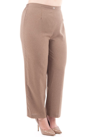 Smart Brown Trousers With Elasticated Waist-Brown-UK 18 - EU 46