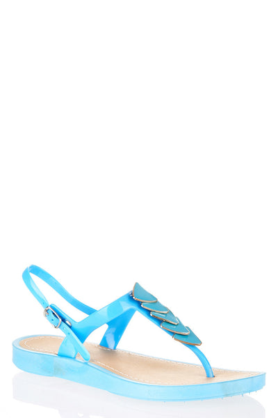T-Bar Strap Sandals With Buckle Detail-Blue -UK 5 - EU 38