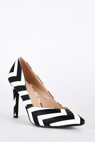 Monochrome Stiletto Court Shoe-Black / White-UK 3 - EU 36