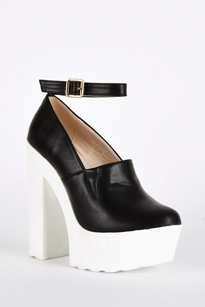 Black Shoe with Cleated Sole and Ankle Strap Detail-Black-UK 8 - EU 41