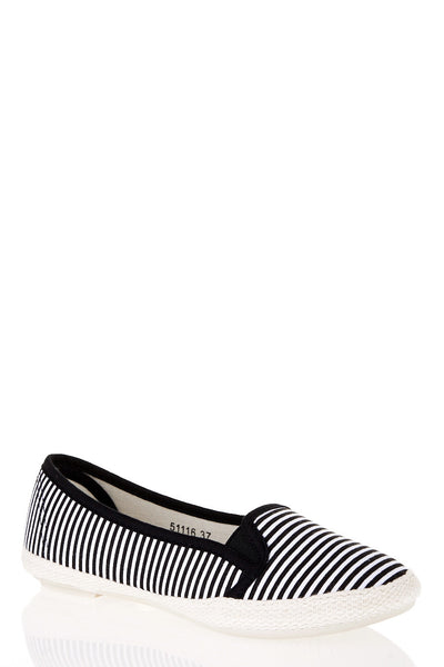 Stripe Canvas Pumps-Black-UK 7 - EU 40