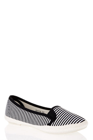 Stripe Canvas Pumps-Black-UK 7 - EU 40