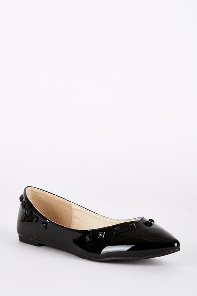Black Pointed Toe Patent Pumps-Black-UK 5 - EU 38