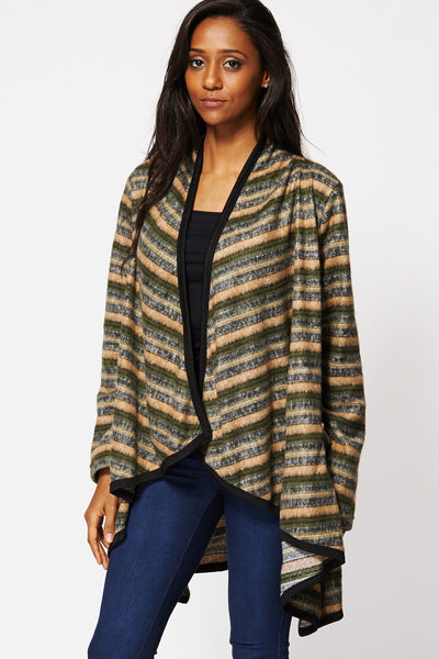 Stripe Waterfall Open Cardigan-Multi-16
