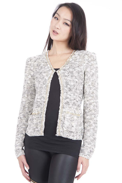 Cardigan with Chain Detail-White -M/L - UK (10-12)