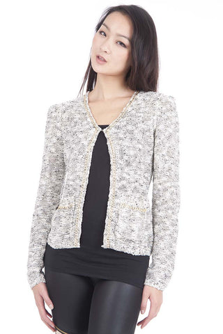 Cardigan with Chain Detail-White -M/L - UK (10-12)