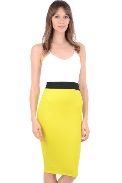 Contrast Panel Bodycon Dress