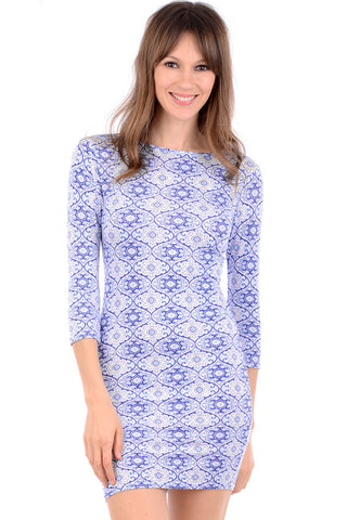 Vintage Blue Bodycon Dress