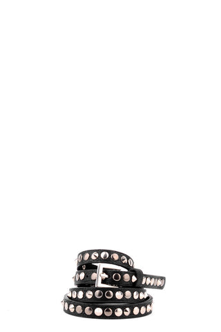 Skinny Studded Belt -Black-Length - 80cm