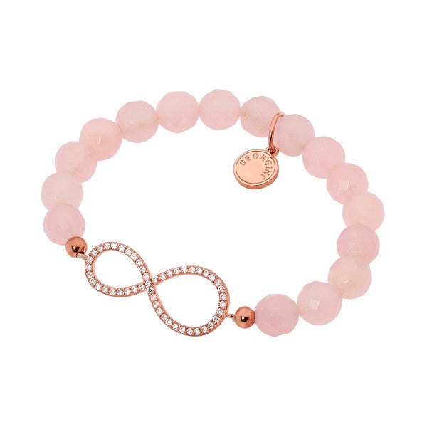 GEORGINI FACETED ROSE QUARTZ CZ INFINITY STRETCH BRACELET