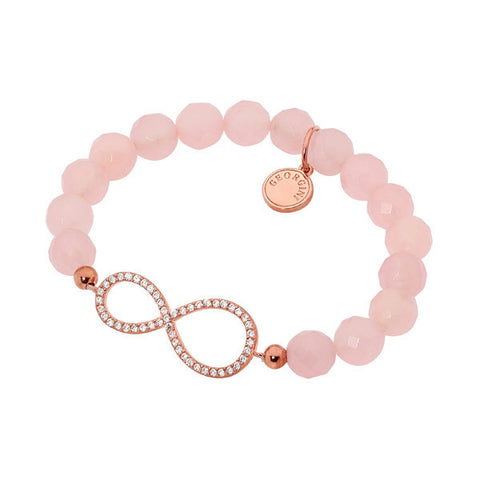 GEORGINI FACETED ROSE QUARTZ CZ INFINITY STRETCH BRACELET