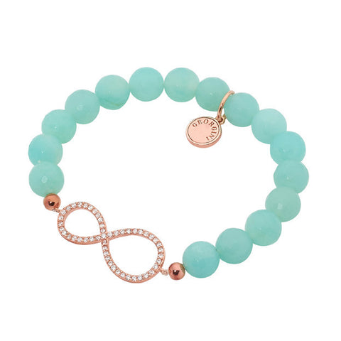 GEORGINI FACETED AMAZONITE CZ INFINITY STRETCH BRACELET