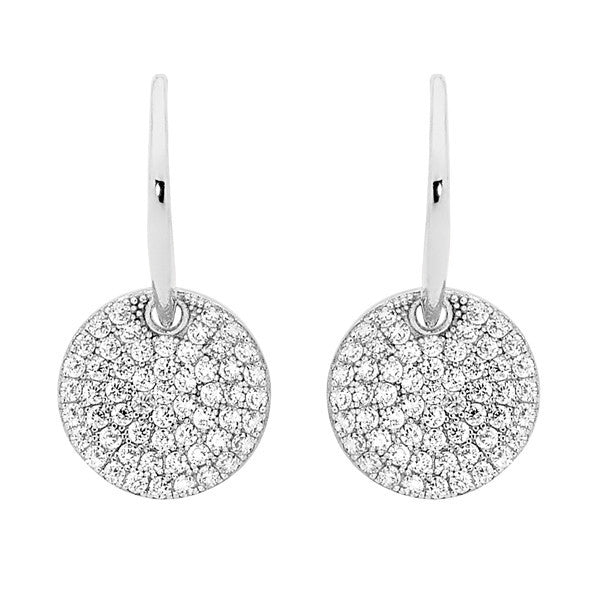 GEORGINI PAVE DISC HOOK EARRINGS