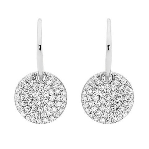 GEORGINI PAVE DISC HOOK EARRINGS