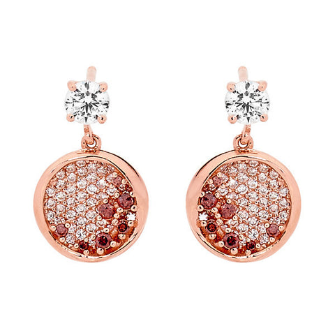 GEORGINI ROSE GOLD STUD & PAVE DISC EARRINGS