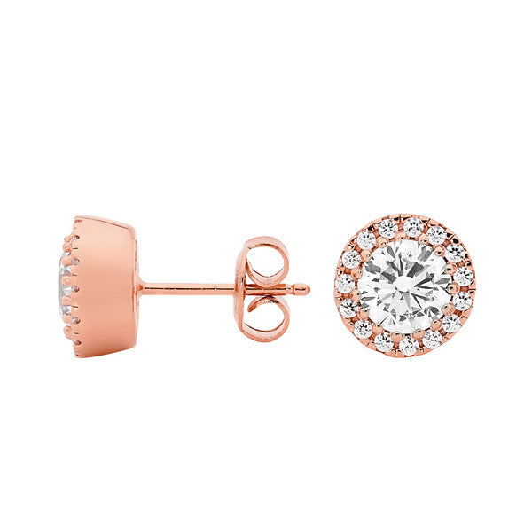 GEORGINI HALO CZ ROSE GOLD STUDS