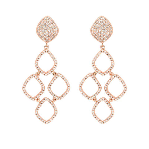 SOHO ROSEGOLD CZ DROP EARRINGS SILVER