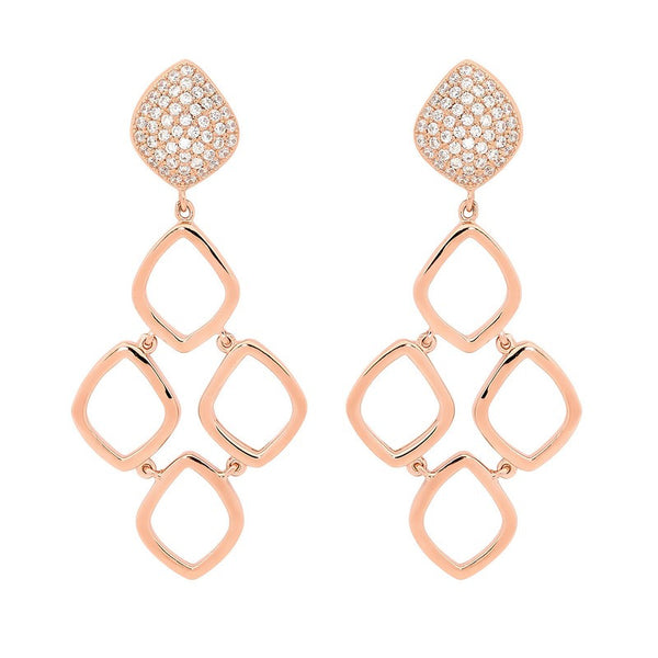 SOHO ROSEGOLD HI SHINE DROP EARRINGS SILVER