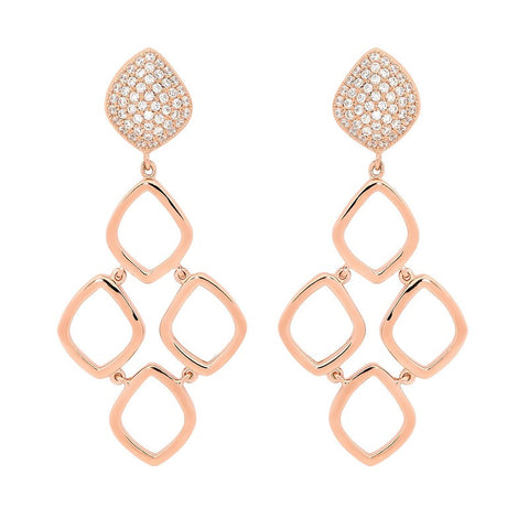 SOHO ROSEGOLD HI SHINE DROP EARRINGS SILVER