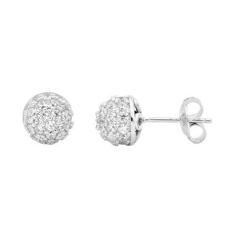 PAVE BALL STUD SILVER