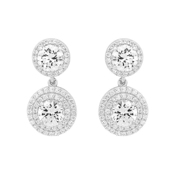 HALO DOUBLE DROP EARRINGS SILVER