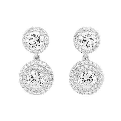 HALO DOUBLE DROP EARRINGS SILVER