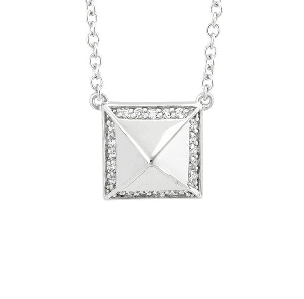 GEORGINI HI SHINE AND CLEAR CZ RAISED SQUARE PENDANT
