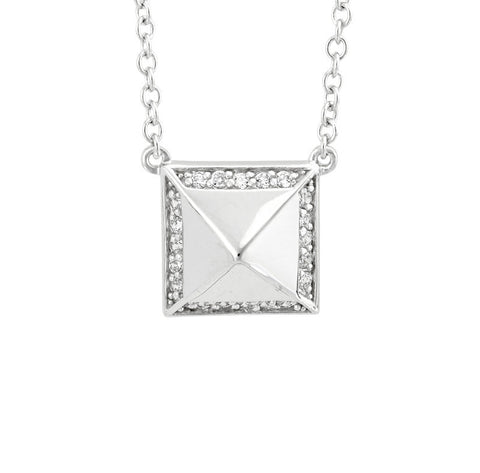 GEORGINI HI SHINE AND CLEAR CZ RAISED SQUARE PENDANT