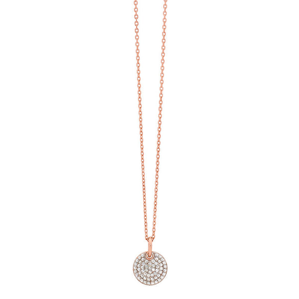 GEORGINI PAVE ROSE GOLD DISC PENDANT