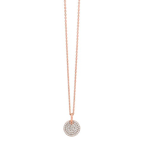 GEORGINI PAVE ROSE GOLD DISC PENDANT