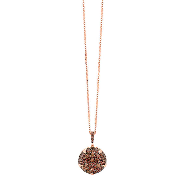 GEORGINI COFFEE CZ ROSE GOLD ROUND PENDANT