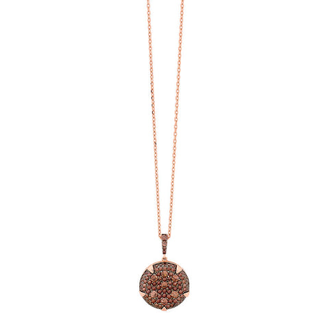 GEORGINI COFFEE CZ ROSE GOLD ROUND PENDANT