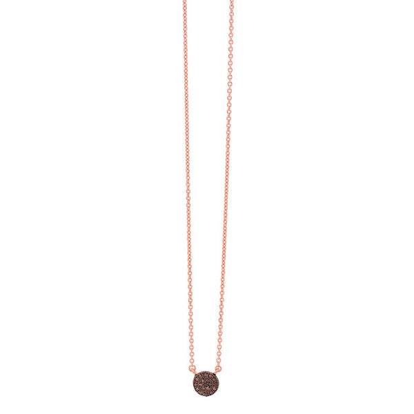 GEORGINI PETITE BROWN CZ DISC ROSE GOLD NECKLACE