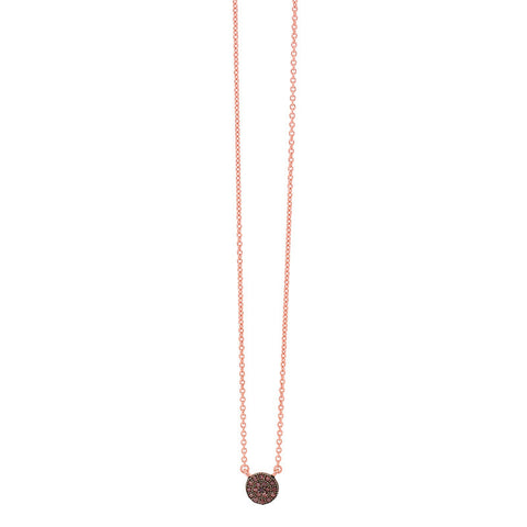 GEORGINI PETITE BROWN CZ DISC ROSE GOLD NECKLACE
