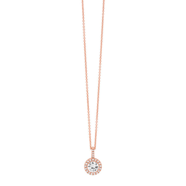 GEORGINI CZ HALO ROSE GOLD PENDANT