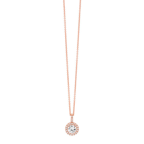 GEORGINI CZ HALO ROSE GOLD PENDANT